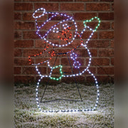 Xmas Haus Multicolour Micro LED Metal Silhouette Snowman Outdoor with Timer_Outdoor Christmas Decorations