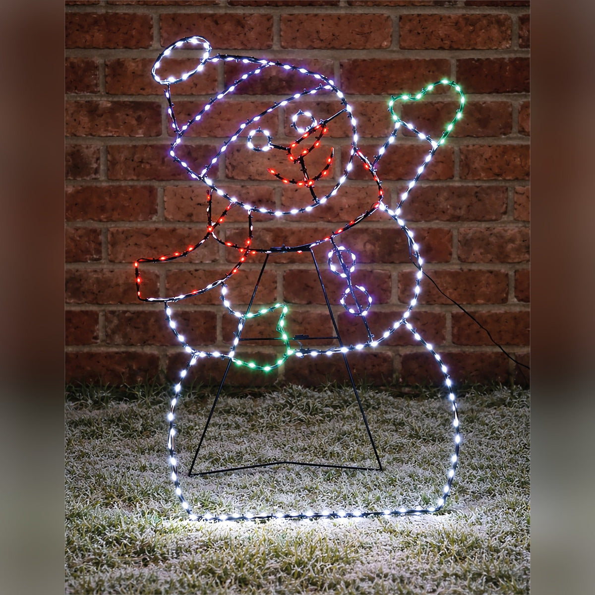 Xmas Haus Multicolour Micro LED Metal Silhouette Snowman Outdoor with Timer_Outdoor Christmas Decorations