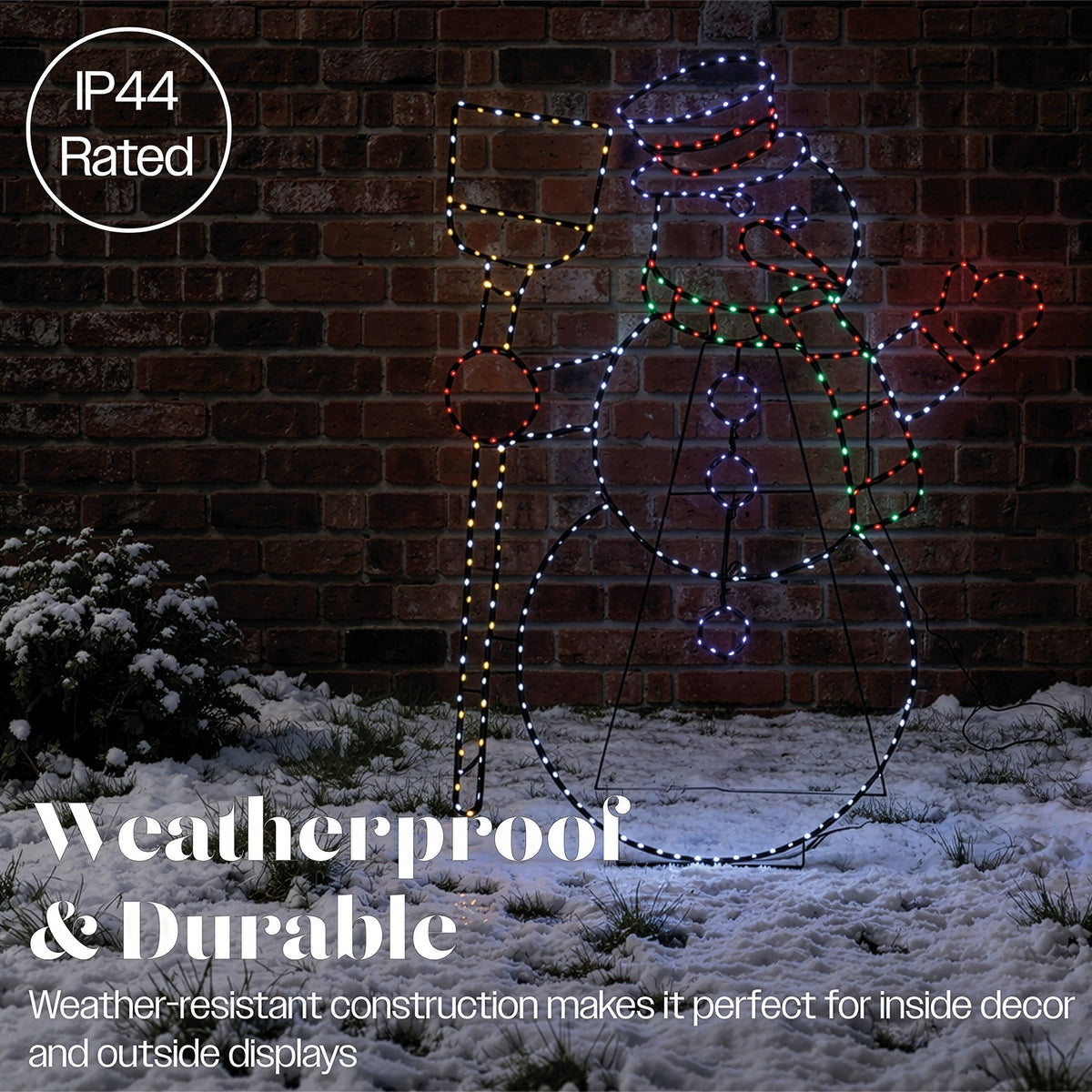Xmas Haus Multicolour LED Snowman Outdoor Decoration Flash Bulbs and Timer_Outdoor Christmas Decorations