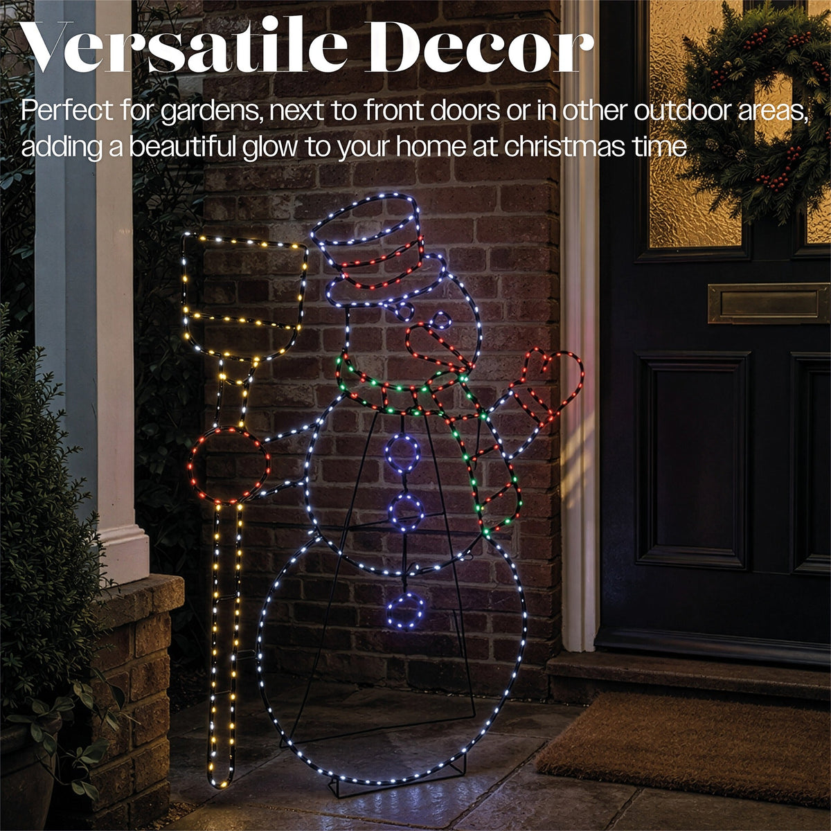 Xmas Haus Multicolour LED Snowman Outdoor Decoration Flash Bulbs and Timer_Outdoor Christmas Decorations