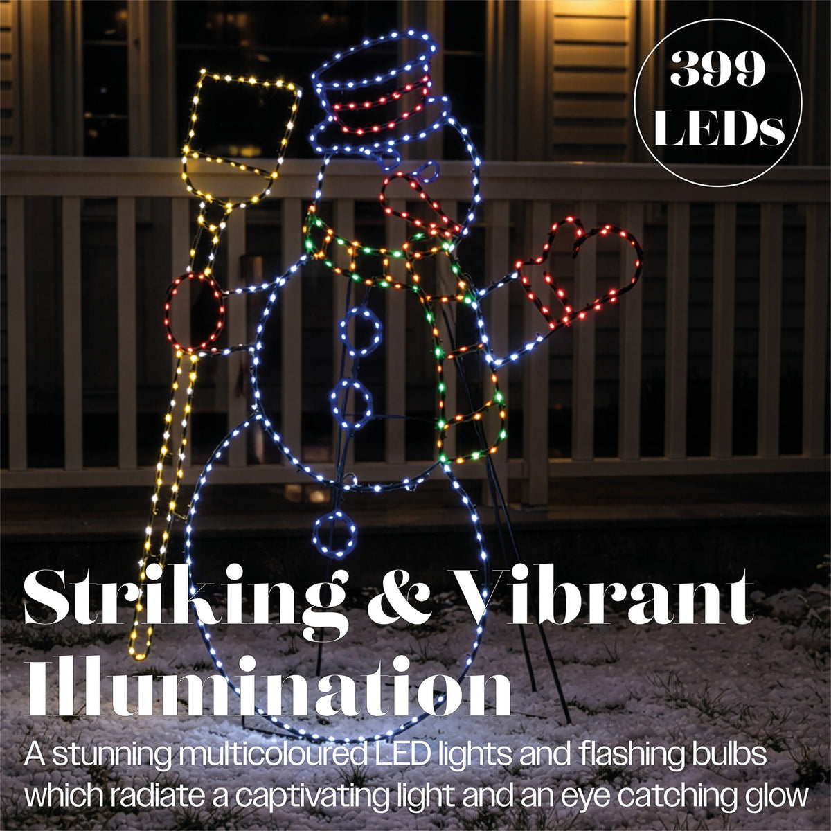 Xmas Haus Multicolour LED Snowman Outdoor Decoration Flash Bulbs and Timer_Outdoor Christmas Decorations