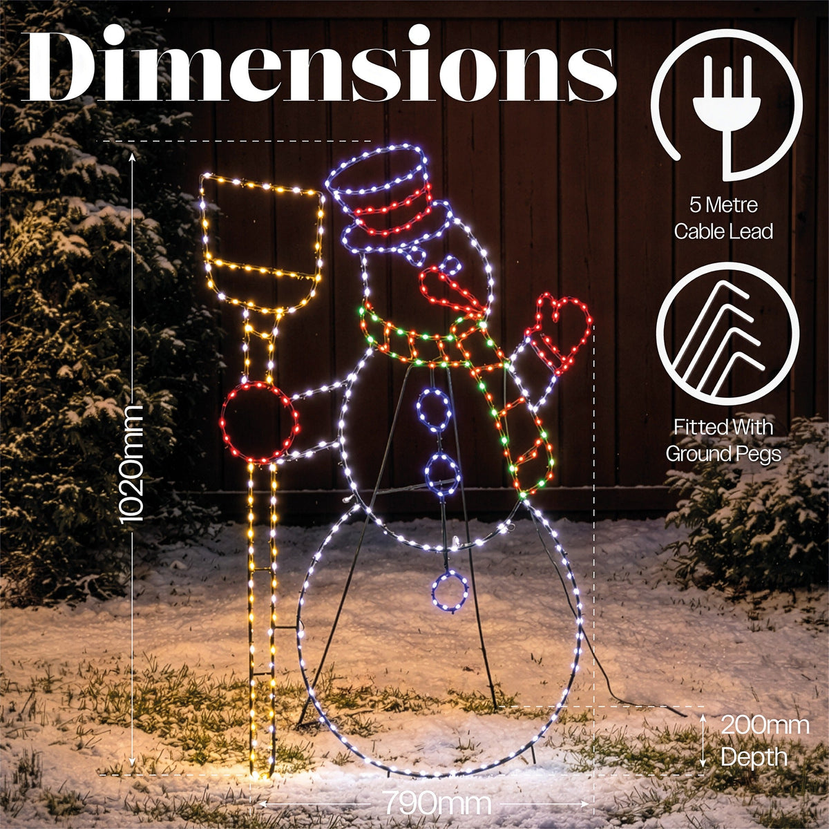 Xmas Haus Multicolour LED Snowman Outdoor Decoration Flash Bulbs and Timer_Outdoor Christmas Decorations