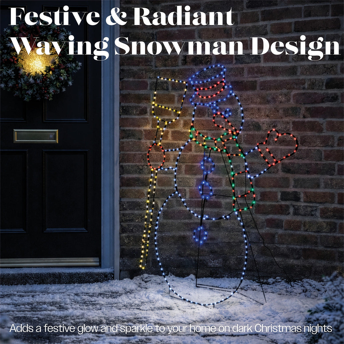 Xmas Haus Multicolour LED Snowman Outdoor Decoration Flash Bulbs and Timer_Outdoor Christmas Decorations