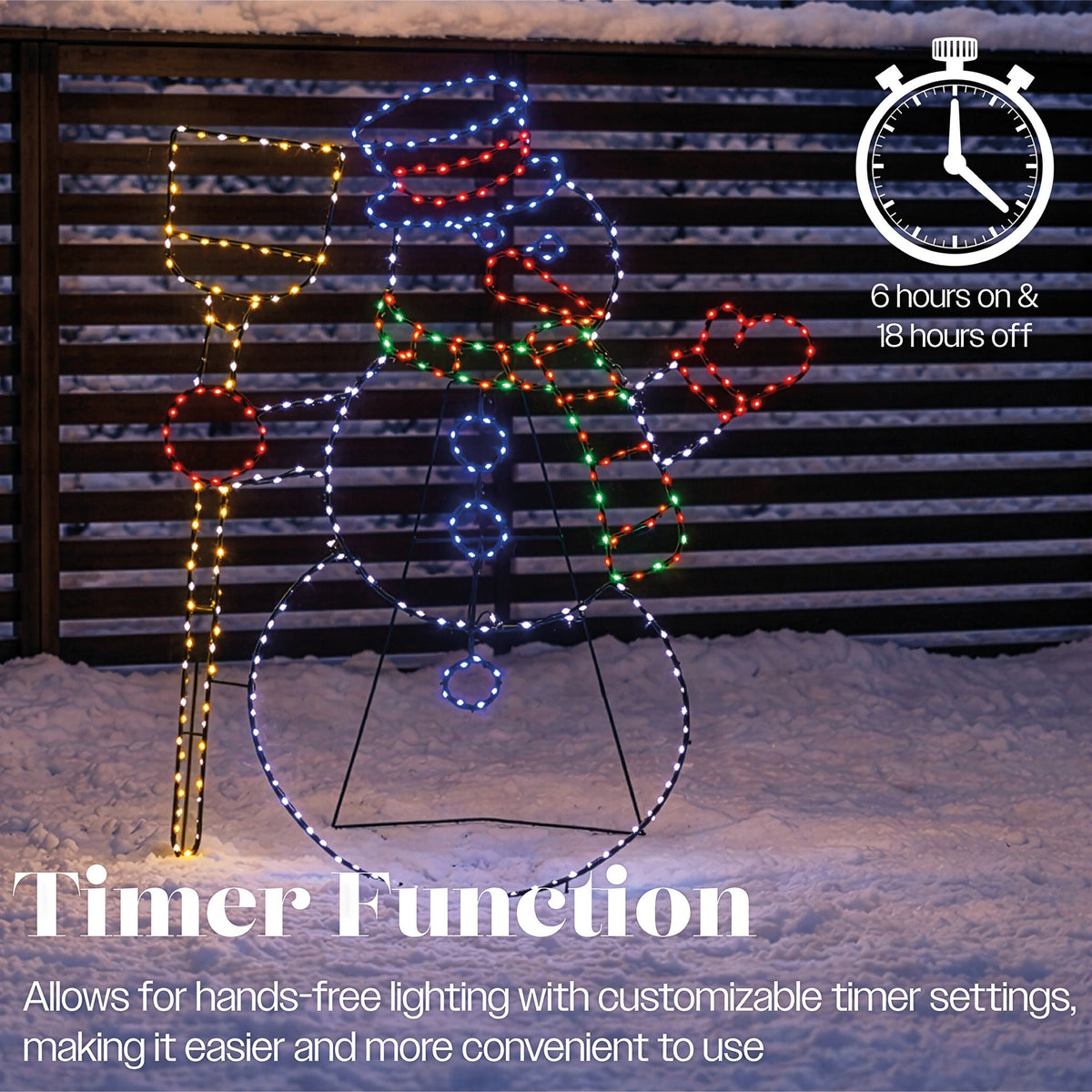 Xmas Haus Multicolour LED Snowman Outdoor Decoration Flash Bulbs and Timer_Outdoor Christmas Decorations