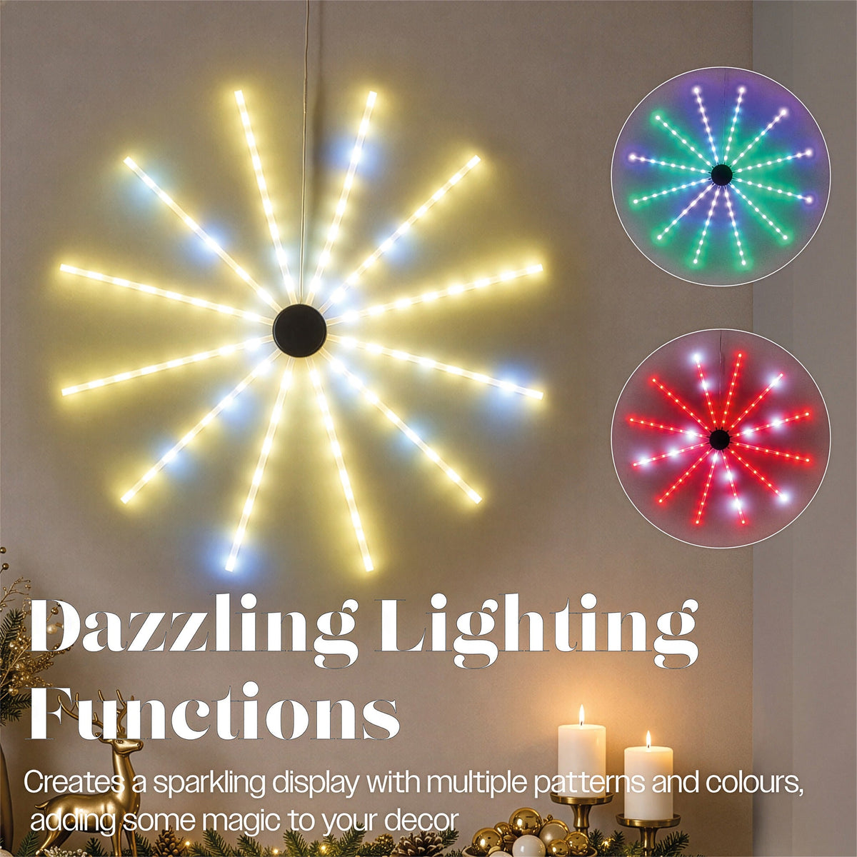 Xmas Haus RGB Meteor Hanging Windmill Light Indoor Decoration with Timer_Indoor Christmas Decorations