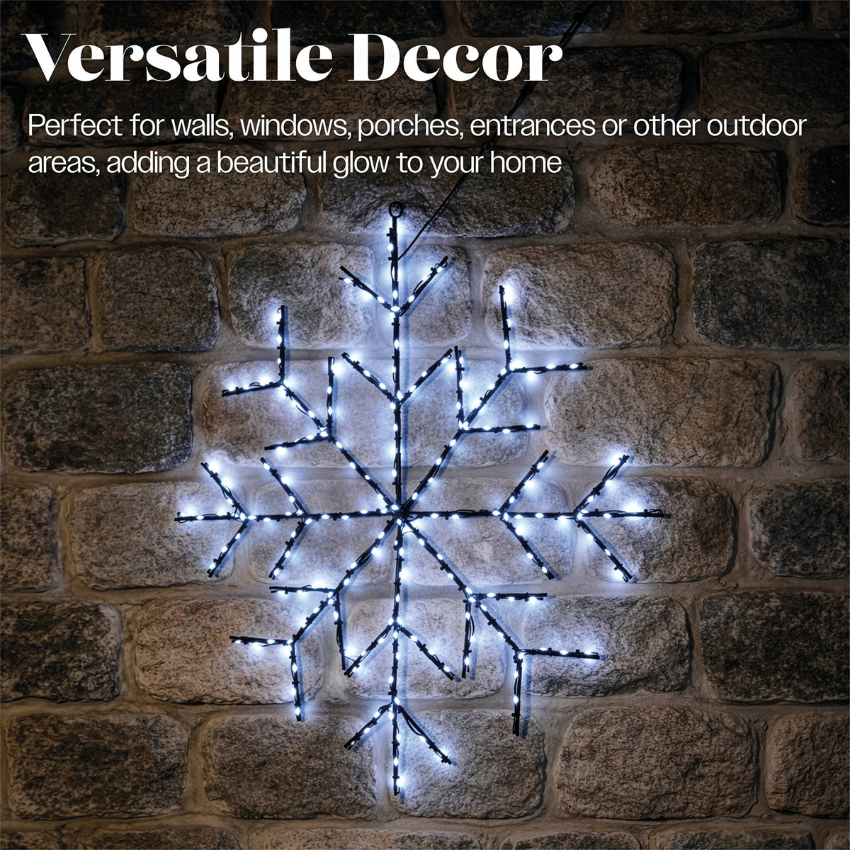 Xmas Haus White Micro LED Metal Silhouette Snowflake Outdoor with Flash Bulbs with Timer_Outdoor Christmas Decorations