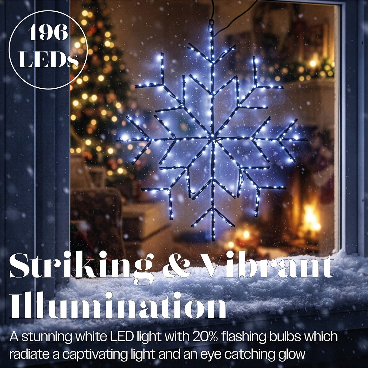 Xmas Haus White Micro LED Metal Silhouette Snowflake Outdoor with Flash Bulbs with Timer_Outdoor Christmas Decorations