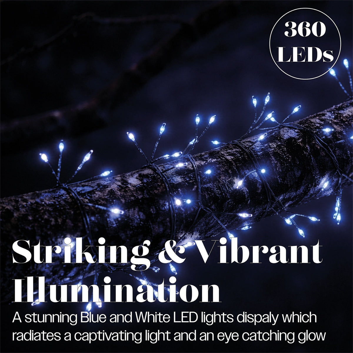 Xmas Haus White Pin Wire Cluster Lights Outdoor with 8 Functions Timer_Outdoor Christmas Decorations