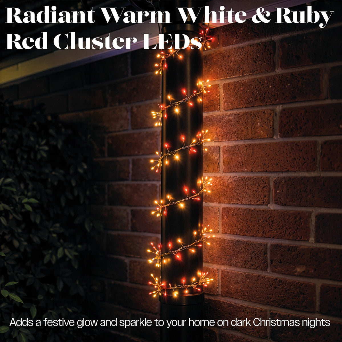 Xmas Haus White and Ruby Red Pin Wire Cluster Lights Outdoor with 8 Functions Timer_Outdoor Christmas Decorations