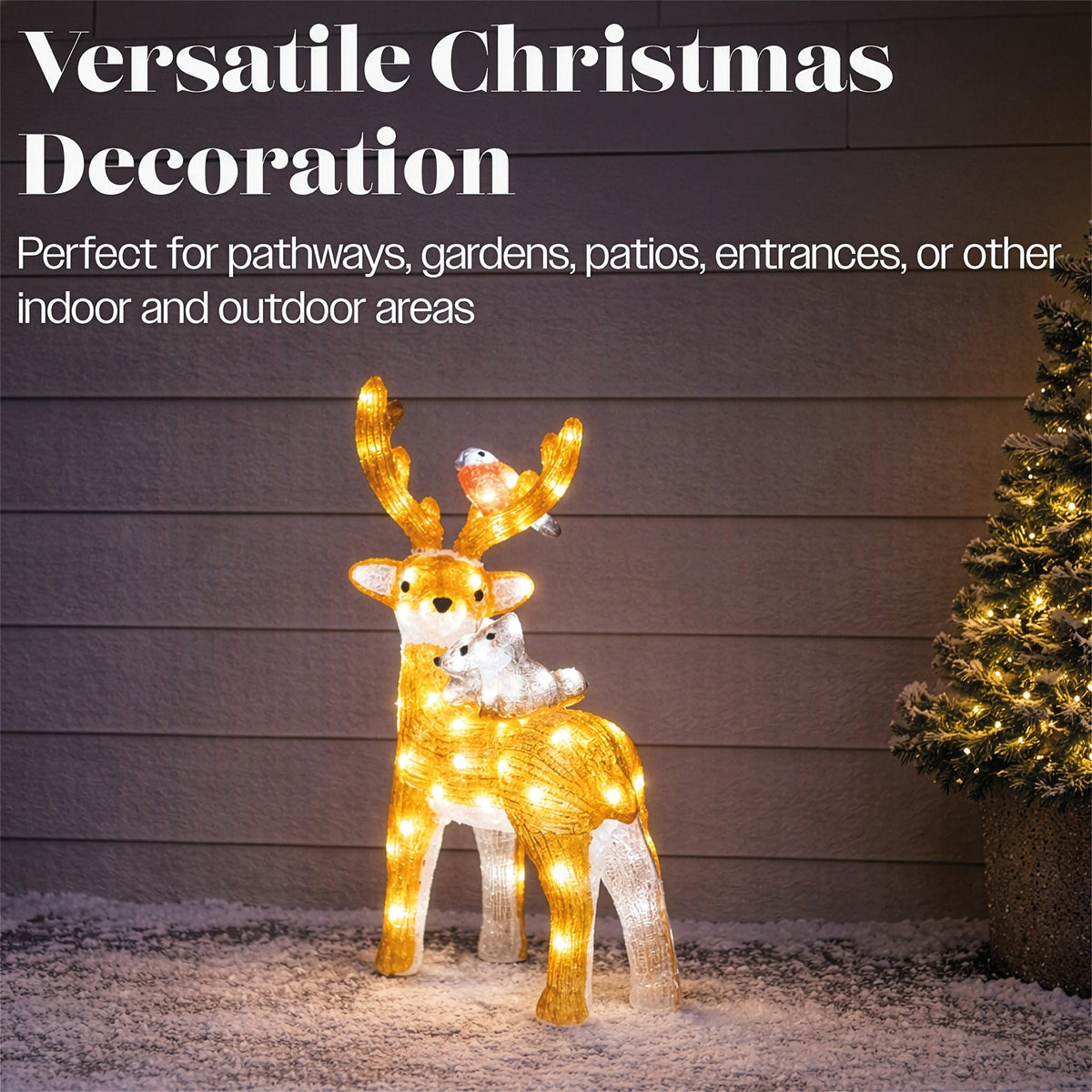 Xmas Haus Acrylic Deer with 80 LEDs and Timer_Outdoor Christmas Decorations
