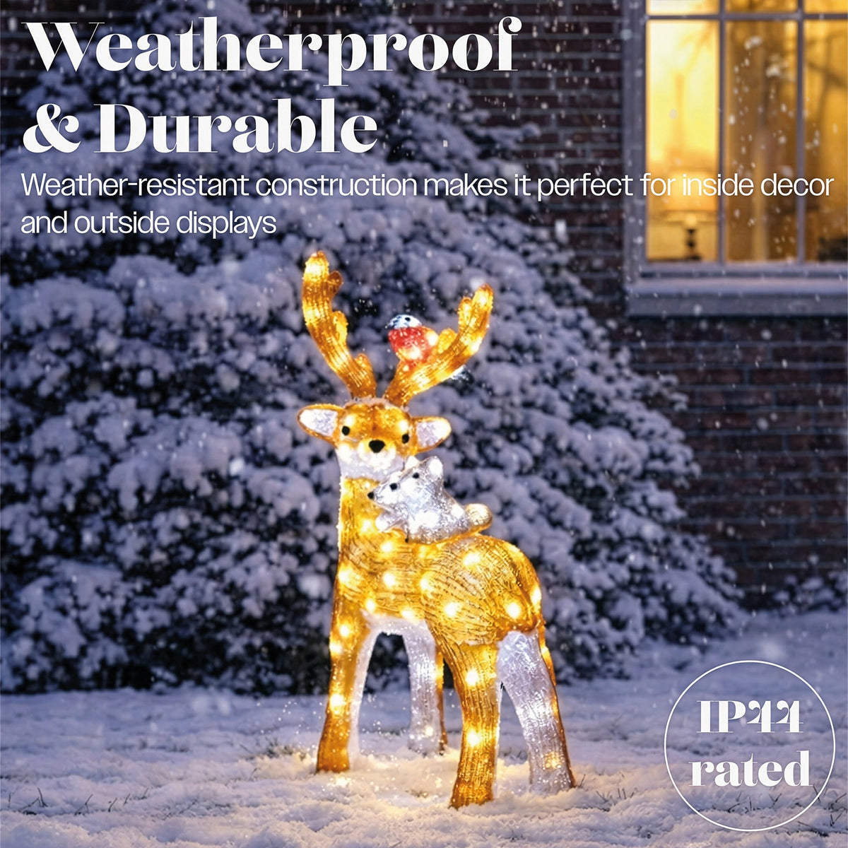 Xmas Haus Acrylic Deer with 80 LEDs and Timer_Outdoor Christmas Decorations