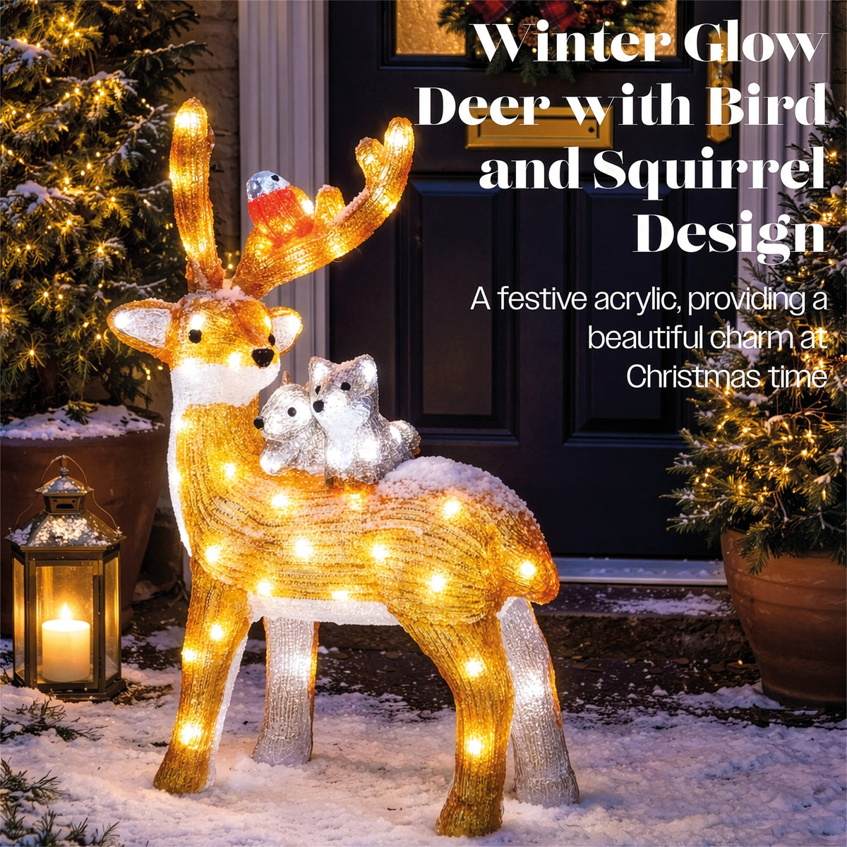 Xmas Haus Acrylic Deer with 80 LEDs and Timer_Outdoor Christmas Decorations