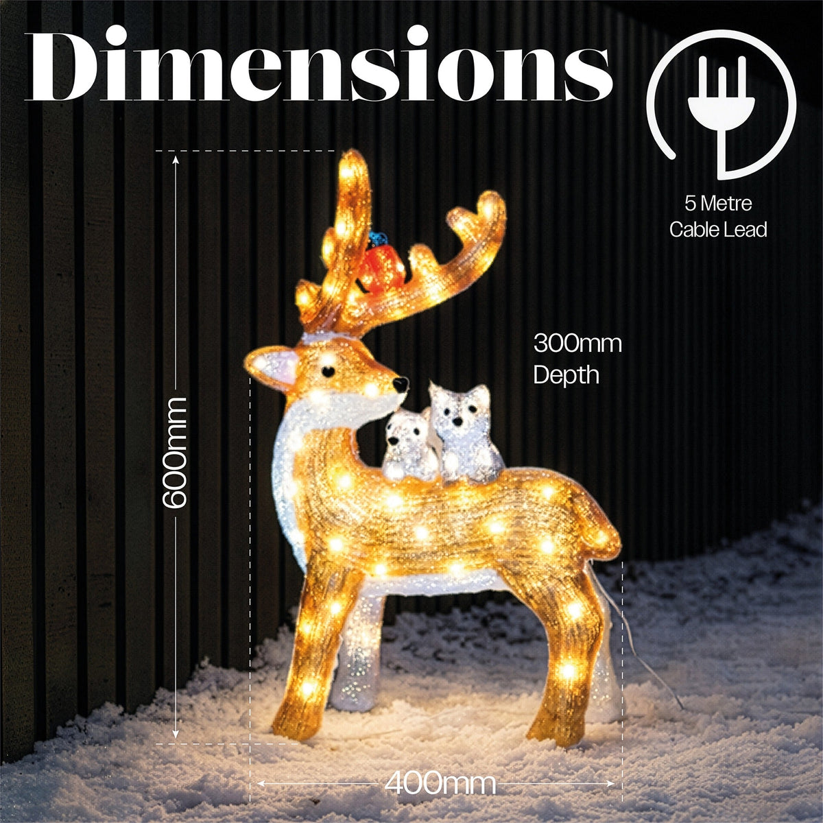 Xmas Haus Acrylic Deer with 80 LEDs and Timer_Outdoor Christmas Decorations