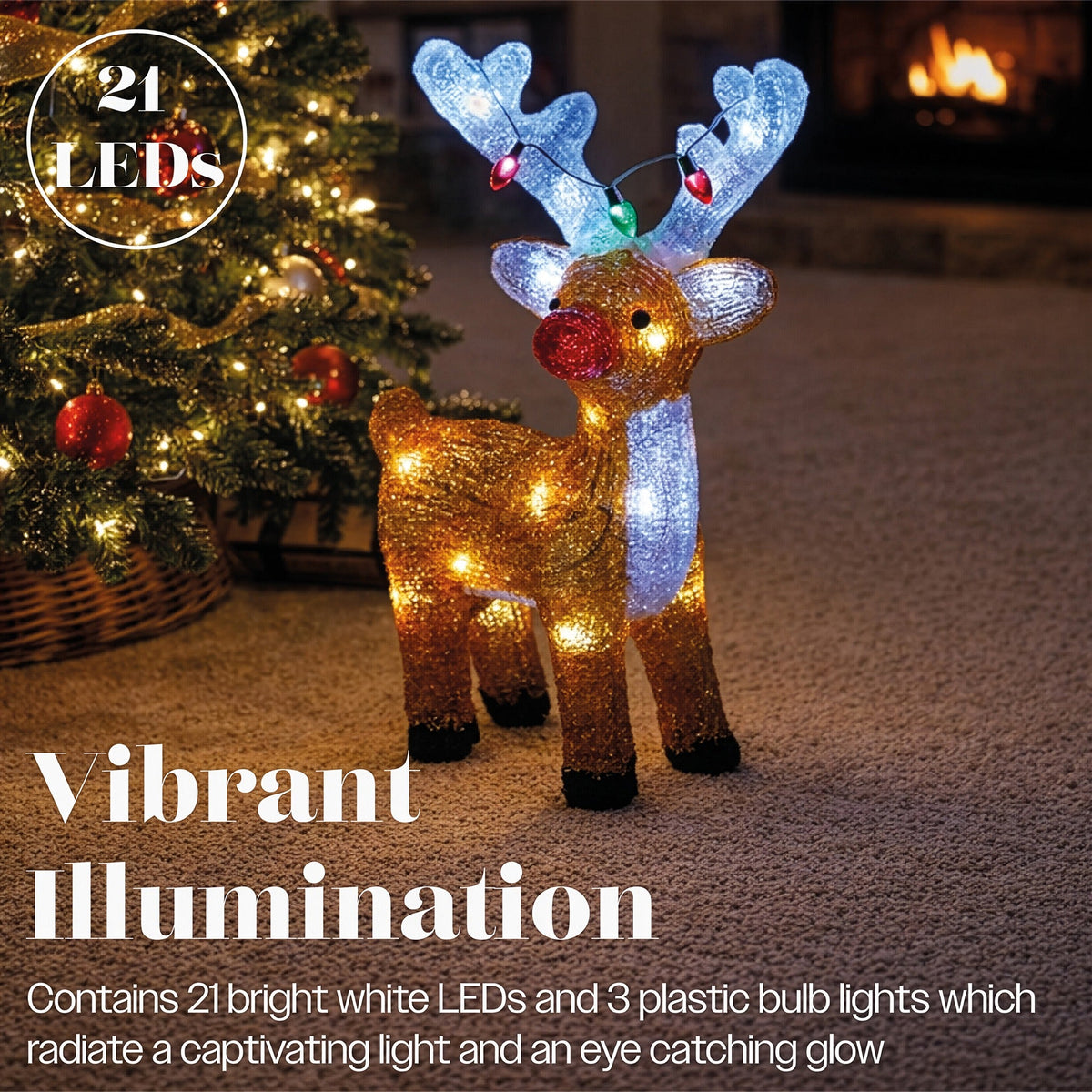 Xmas Haus LED Acrylic Deer Battery Operated with Timer_Outdoor Christmas Decorations