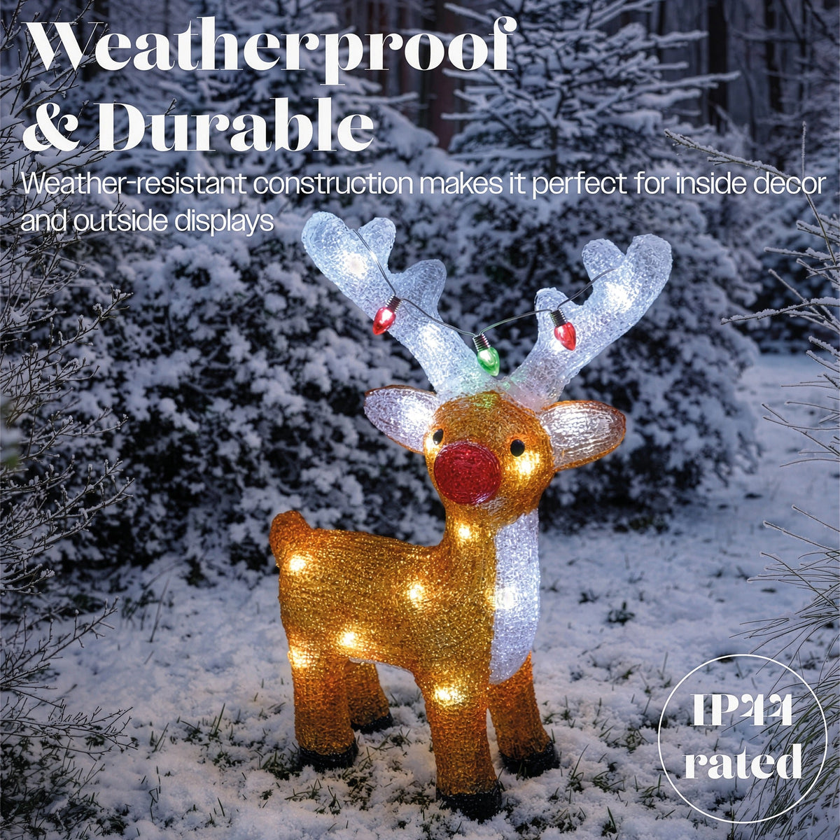 Xmas Haus LED Acrylic Deer Battery Operated with Timer_Outdoor Christmas Decorations