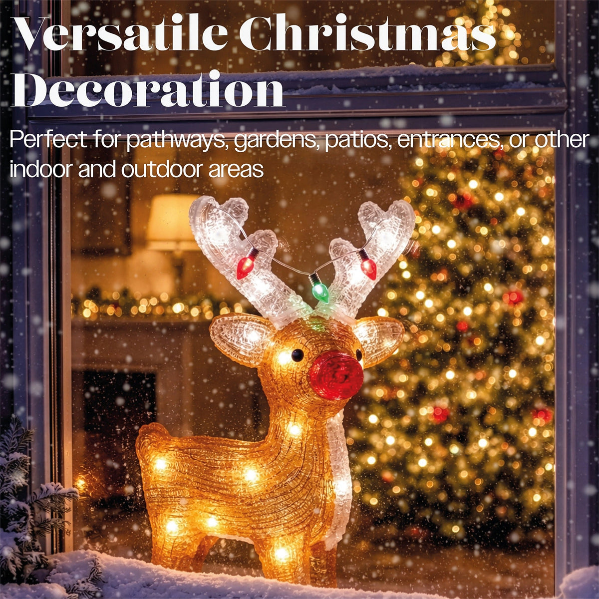 Xmas Haus LED Acrylic Deer Battery Operated with Timer_Outdoor Christmas Decorations