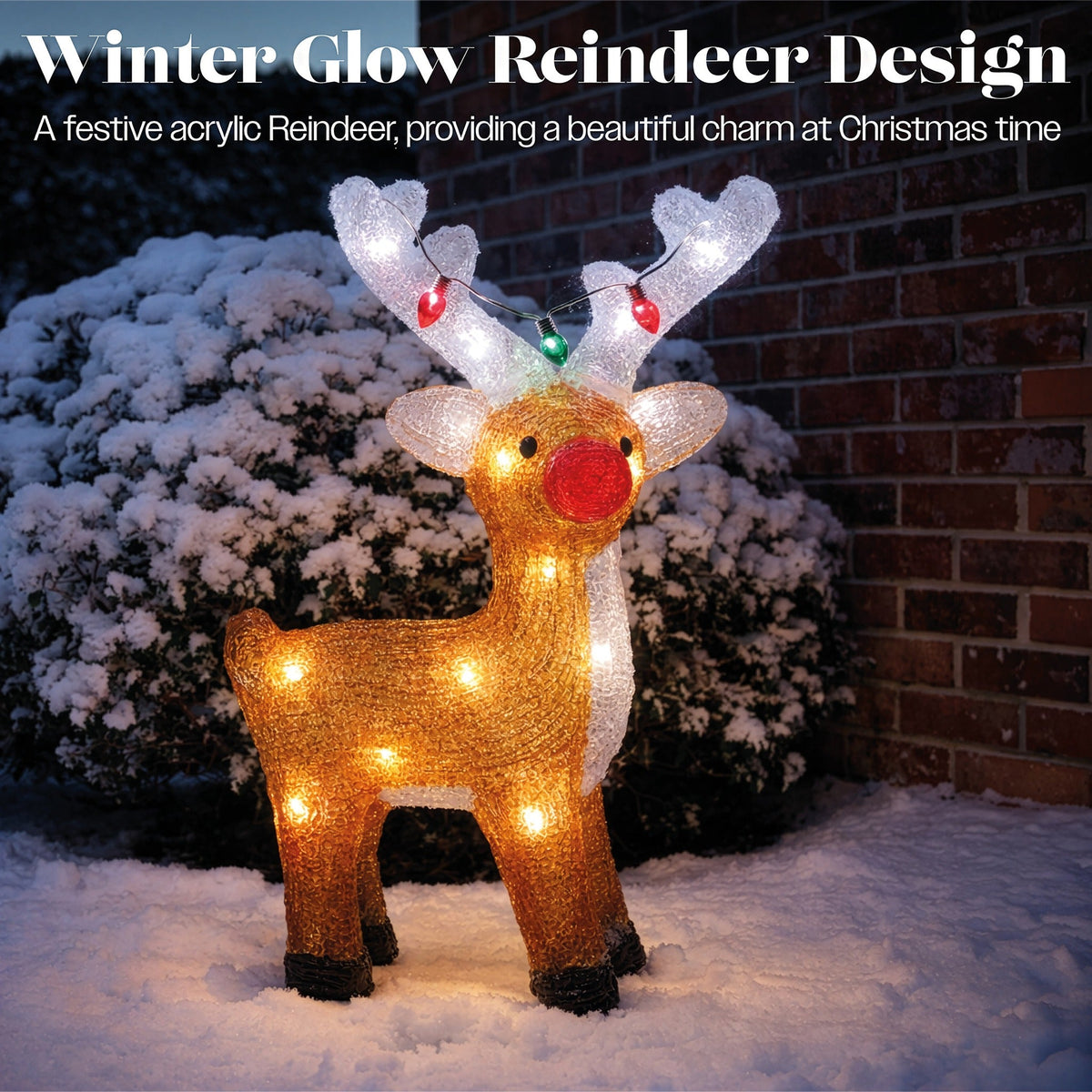 Xmas Haus LED Acrylic Deer Battery Operated with Timer_Outdoor Christmas Decorations