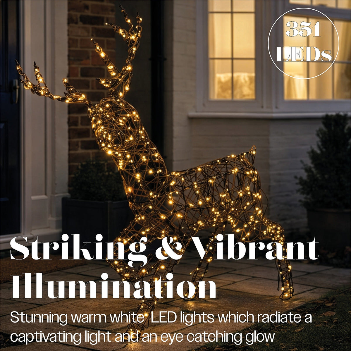 Xmas Haus LED Metal Rattan Deer Outdoor Decoration with Timer_Outdoor Christmas Decorations