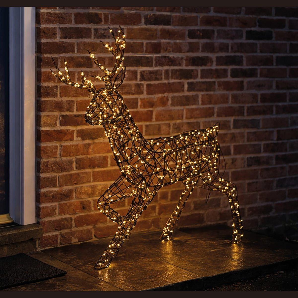 Xmas Haus LED Metal Rattan Deer Outdoor Decoration with Timer_Outdoor Christmas Decorations
