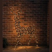 Xmas Haus Warm White LED Metal Deer with Brown Plastic Rattan Outdoor with Timer_Outdoor Christmas Decorations