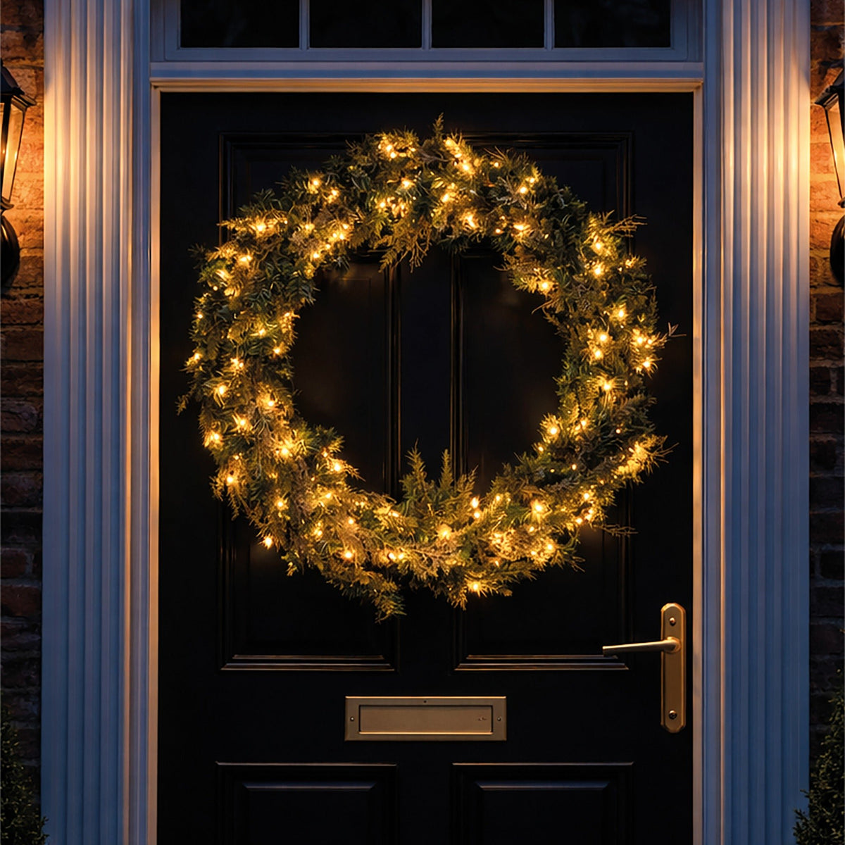 Xmas Haus White LED Wreath Outdoor Christmas Decoration with Timer_Outdoor Christmas Decorations