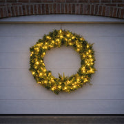 Xmas Haus 200 LEDs Warm White Wreath Outdoor Decoration with Timer 94CM_Outdoor Christmas Decorations