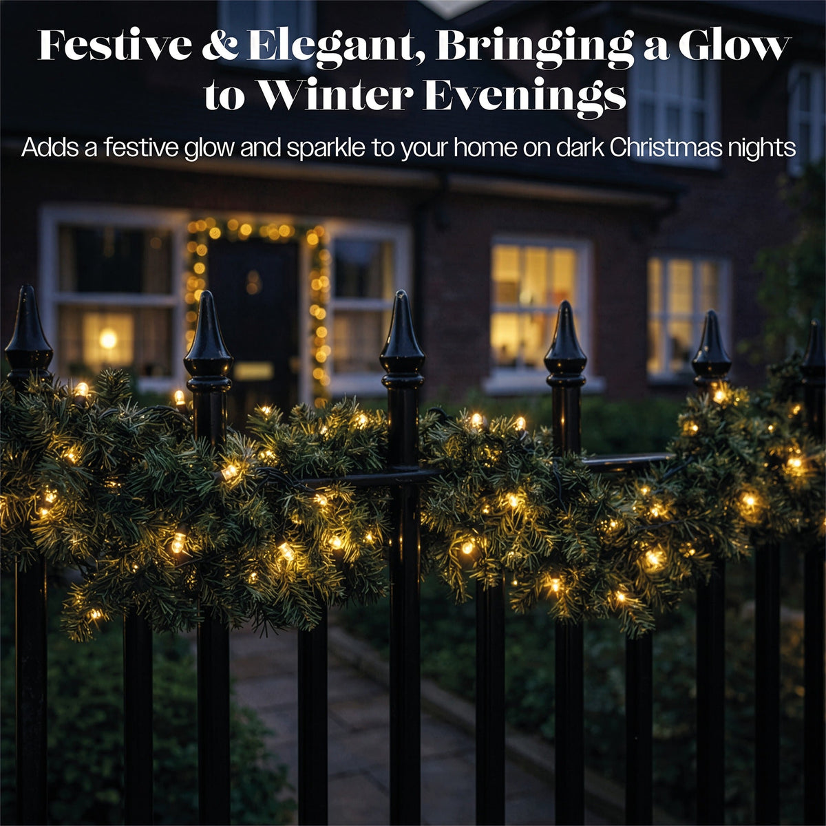 Xmas Haus LED 5m Green Garland Outdoor Decoration with Timer_Outdoor Christmas Decorations