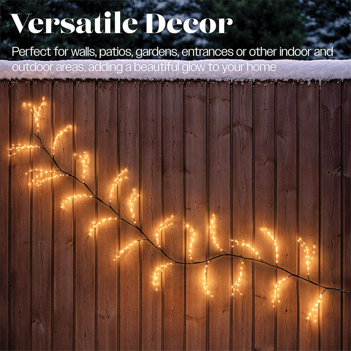 Xmas Haus Warm White LED Light Tree Black Branch Outdoor Decoration with Timer_Outdoor Christmas Decorations