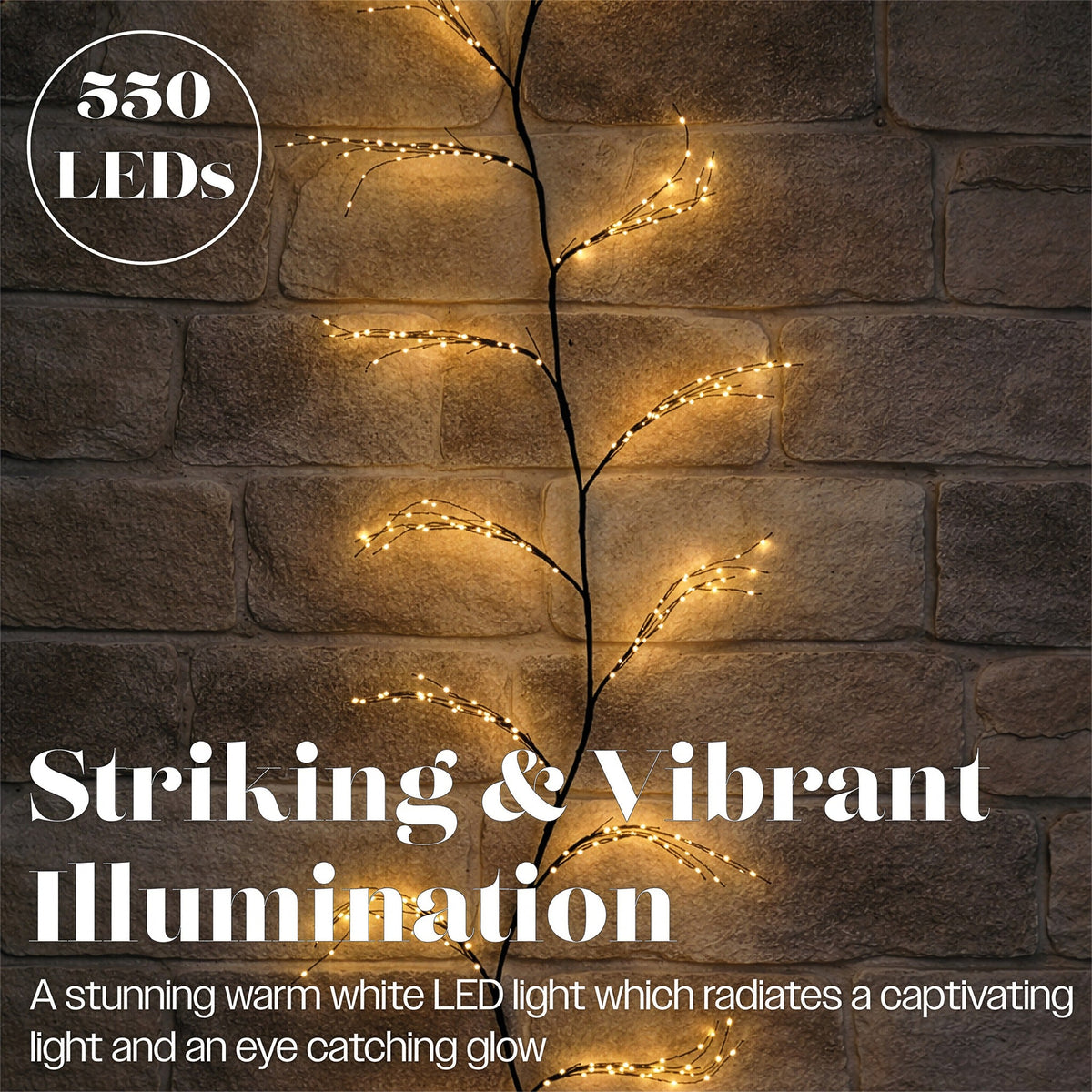 Xmas Haus Warm White LED Light Tree Black Branch Outdoor Decoration with Timer_Outdoor Christmas Decorations
