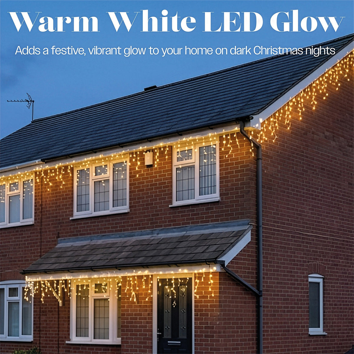 Xmas Haus Warm White 320 LED Icicle Light Chain Outdoor Decoration with Timer_Outdoor Christmas Decorations