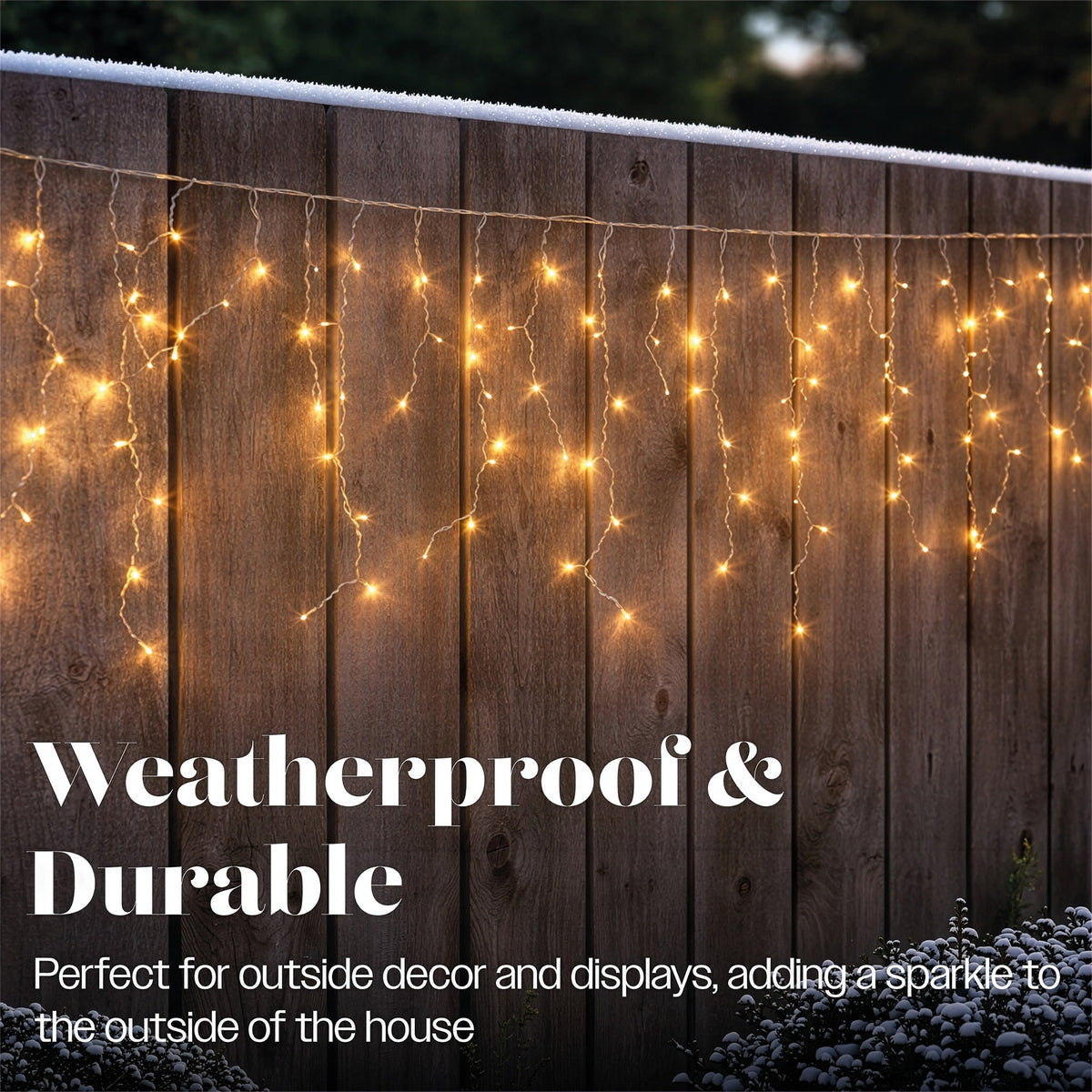 Xmas Haus Warm White 320 LED Icicle Light Chain Outdoor Decoration with Timer_Outdoor Christmas Decorations