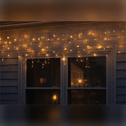 Xmas Haus Warm White 320 LED Icicle Light Chain Outdoor Decoration with Timer_Outdoor Christmas Decorations