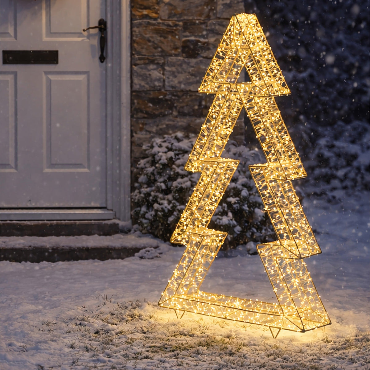 Xmas Haus Gold Metal Tree with 3600 Micro LED Lights Outdoor Decoration with Timer_Outdoor Christmas Decorations