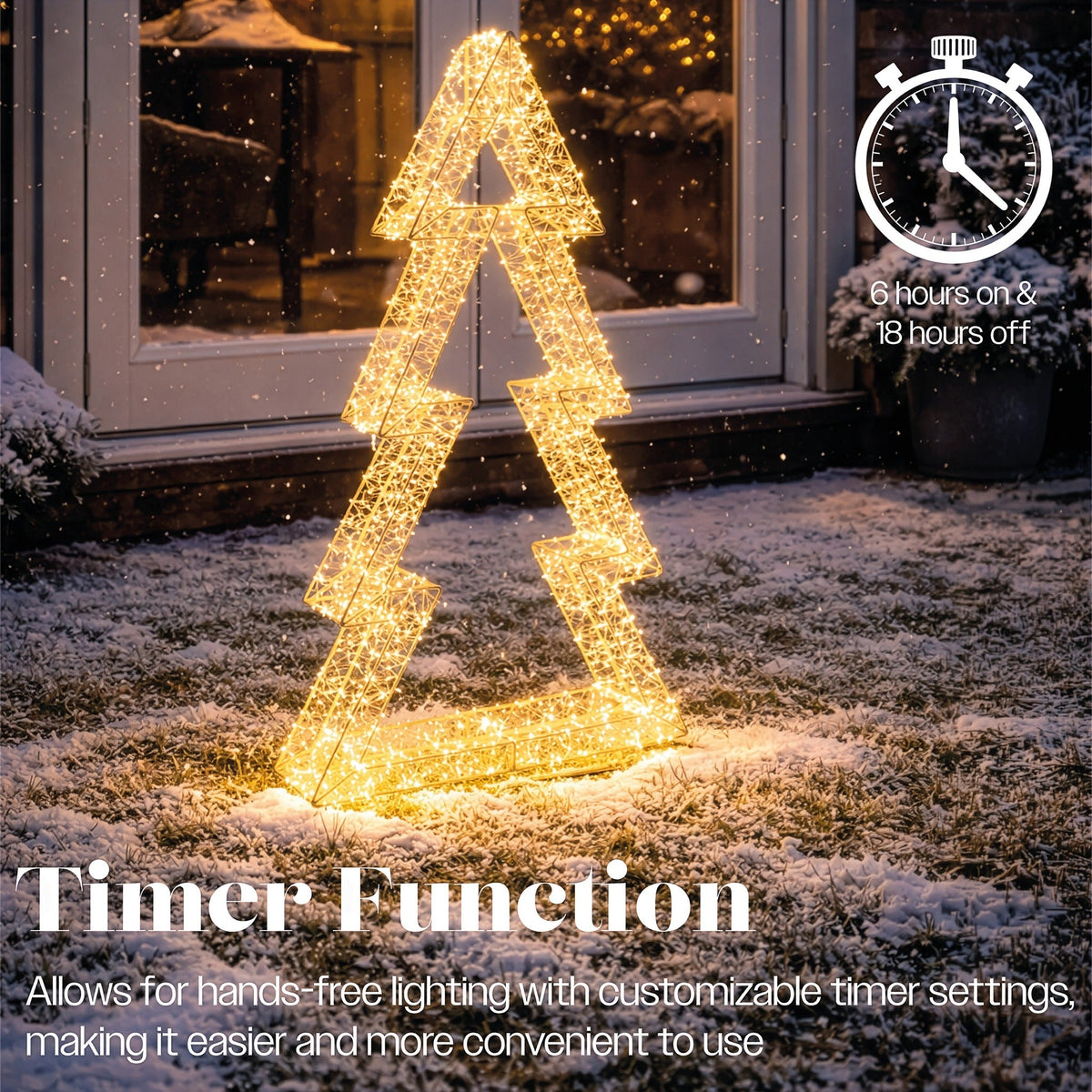 Xmas Haus Gold Metal Tree with 3600 Micro LED Lights Outdoor Decoration with Timer_Outdoor Christmas Decorations