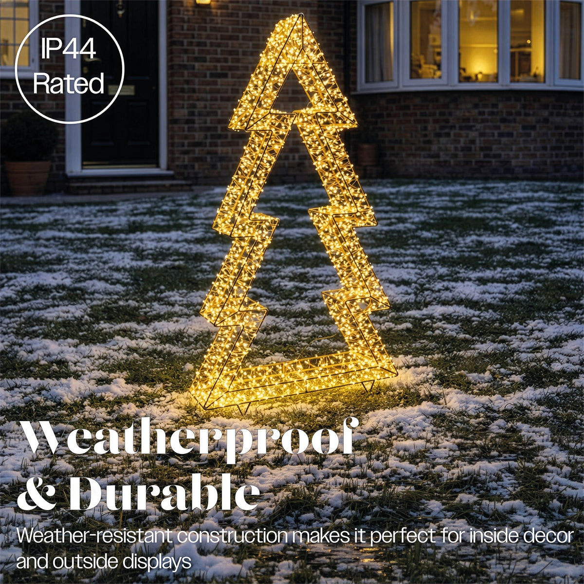 Xmas Haus Gold Metal Tree with 3600 Micro LED Lights Outdoor Decoration with Timer_Outdoor Christmas Decorations