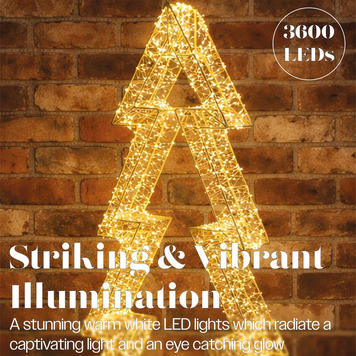 Xmas Haus Gold Metal Tree with 3600 Micro LED Lights Outdoor Decoration with Timer_Outdoor Christmas Decorations