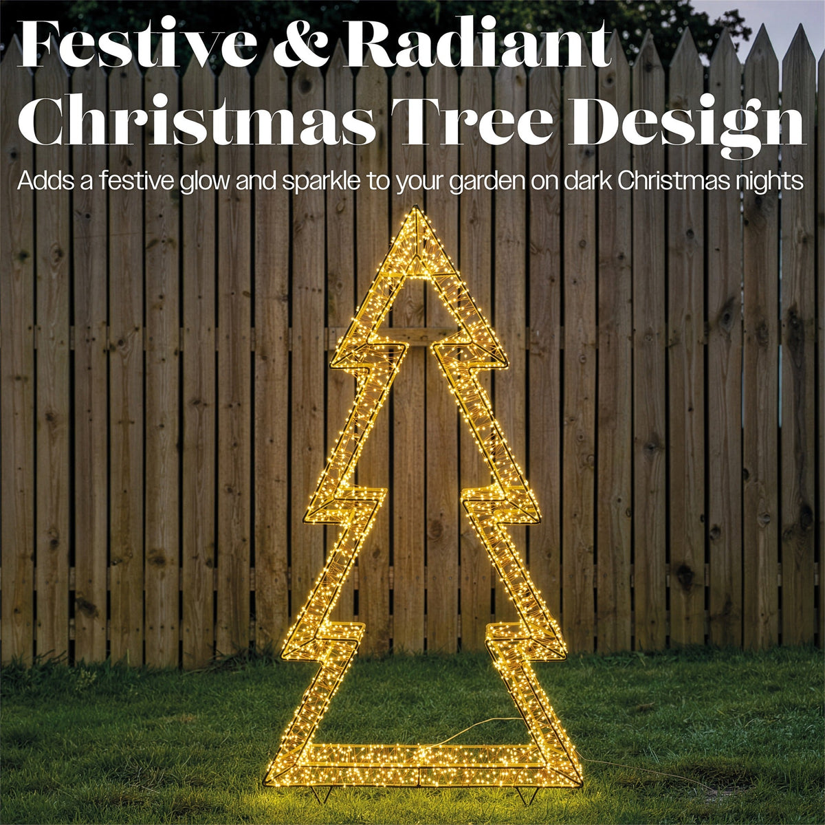 Xmas Haus Gold Metal Tree with 3600 Micro LED Lights Outdoor Decoration with Timer_Outdoor Christmas Decorations