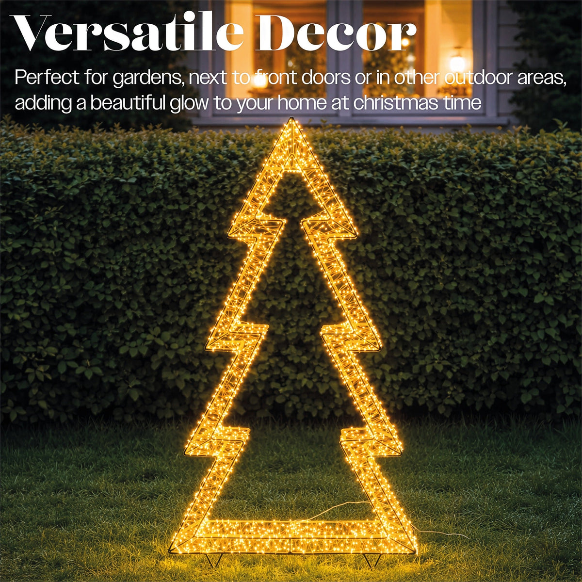 Xmas Haus Gold Metal Tree with 3600 Micro LED Lights Outdoor Decoration with Timer_Outdoor Christmas Decorations