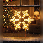 Xmas Haus Warm White LED Champagne Gold Metal Snowflake Indoor Decoration Timer_Indoor Christmas Decorations