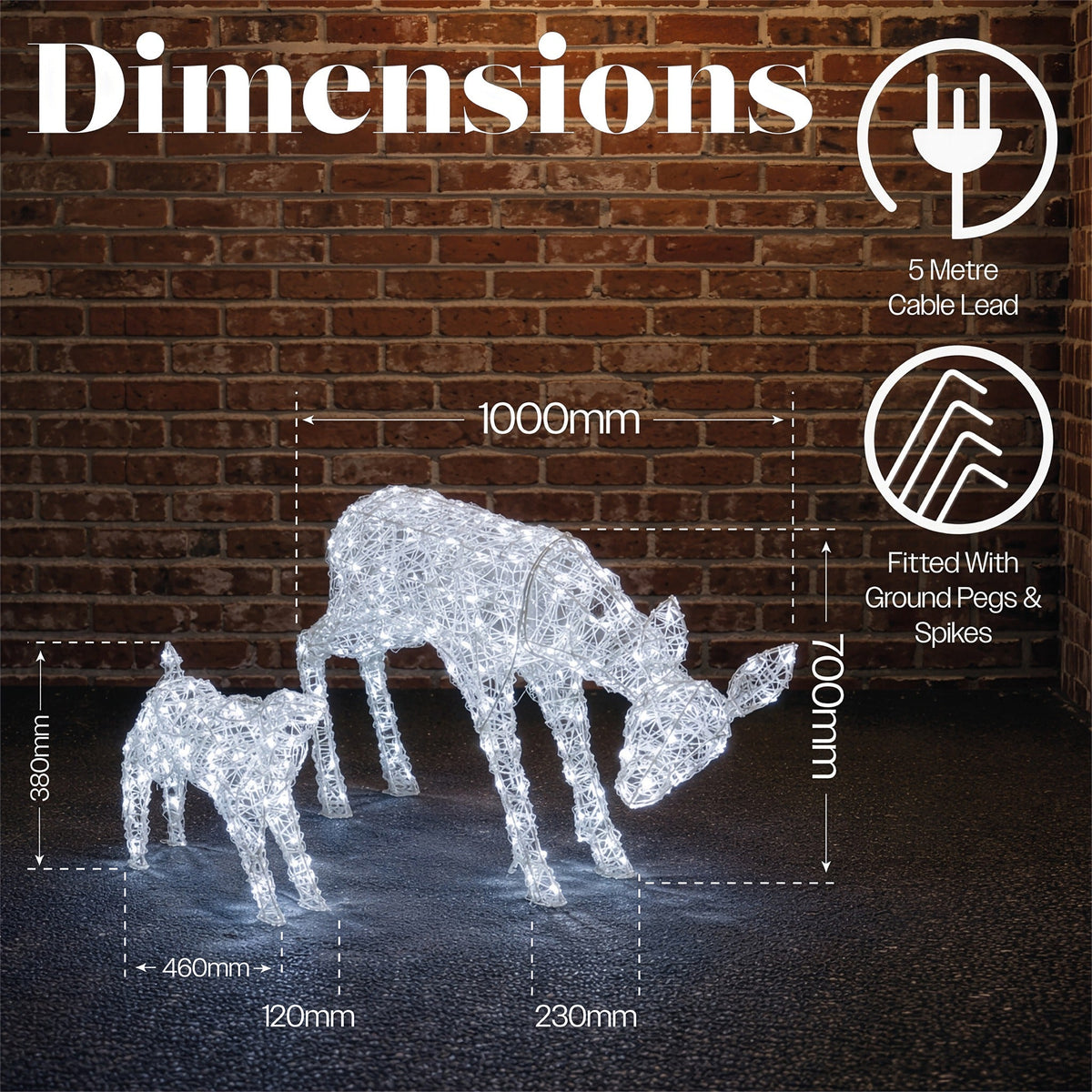 Xmas Haus Mother and Baby Deer Acrylic Christmas Decoration LED Lights Outdoor Display with Timer_Outdoor Christmas Decorations
