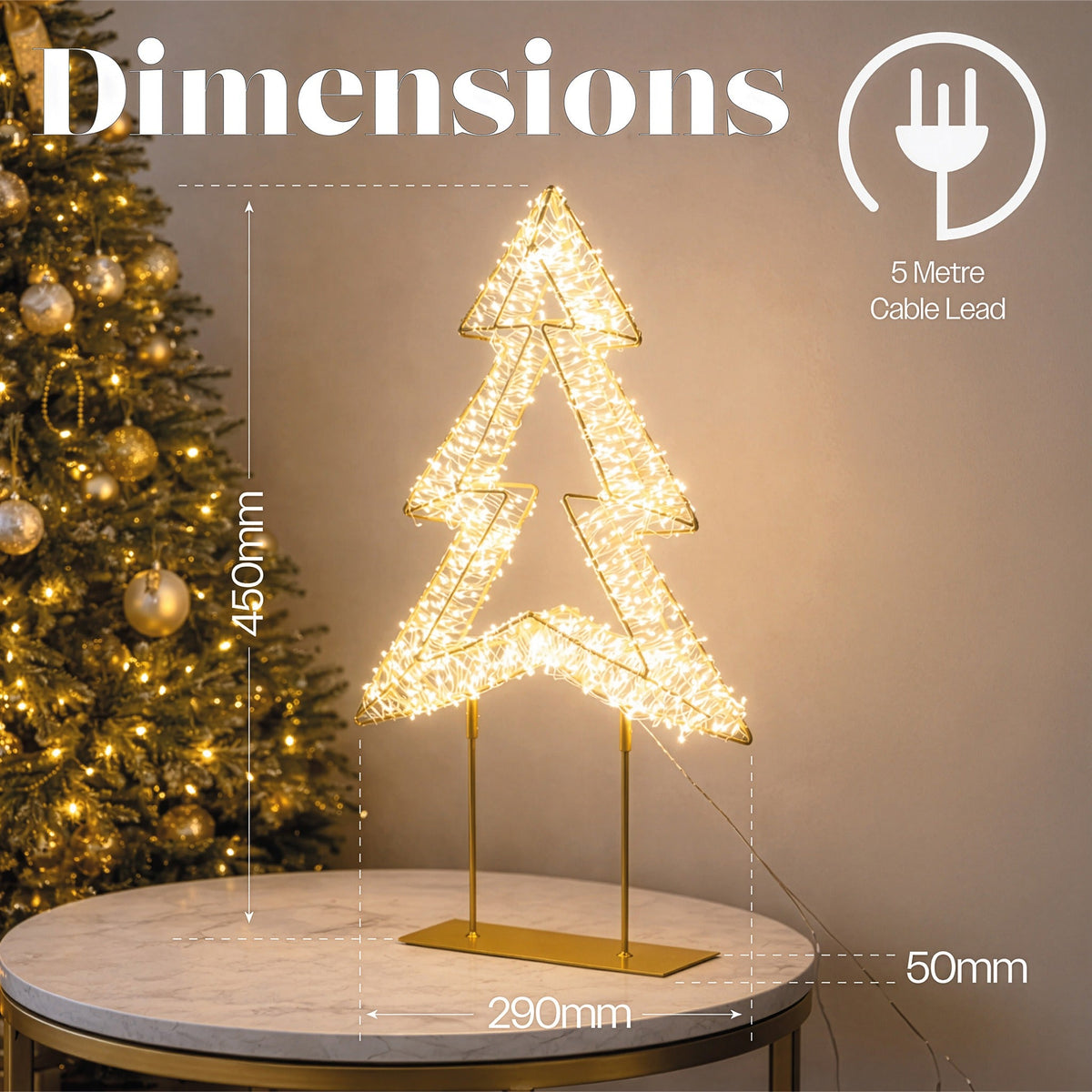Xmas Haus LED Champagne Gold Metal Tree Indoor Christmas Decoration with Timer_Indoor Christmas Decorations