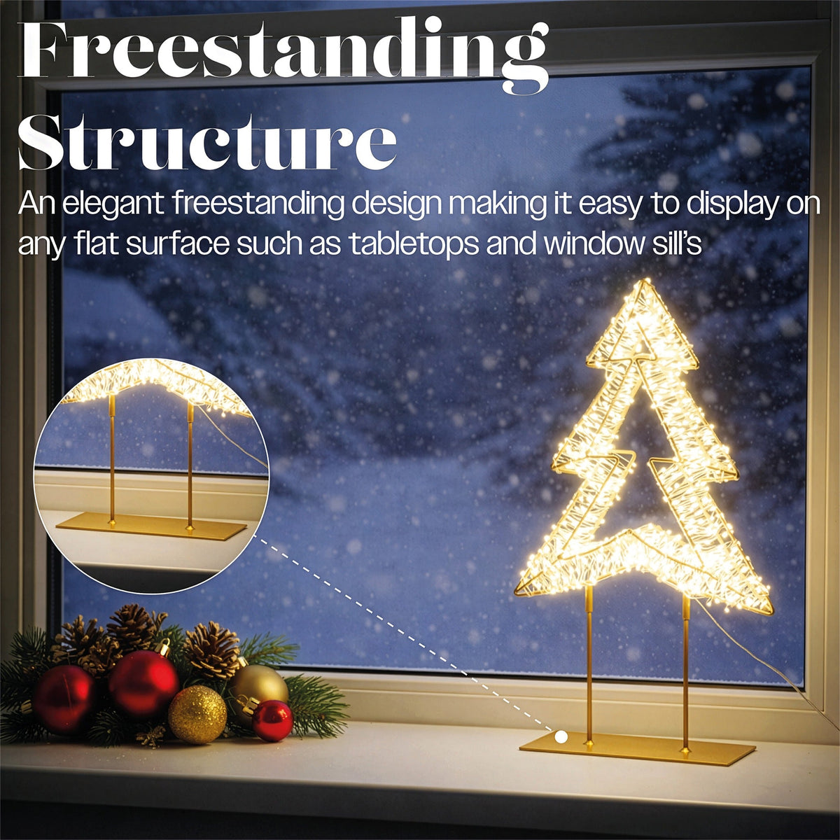 Xmas Haus LED Champagne Gold Metal Tree Indoor Christmas Decoration with Timer_Indoor Christmas Decorations