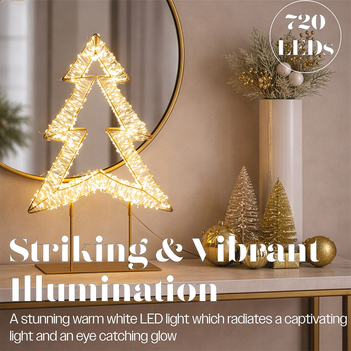 Xmas Haus LED Champagne Gold Metal Tree Indoor Christmas Decoration with Timer_Indoor Christmas Decorations