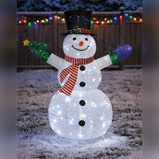 Xmas Haus 120cm Warm White LED Fold Snowman with Flash Outdoor Decoration with Flash Timer_Outdoor Christmas Decorations