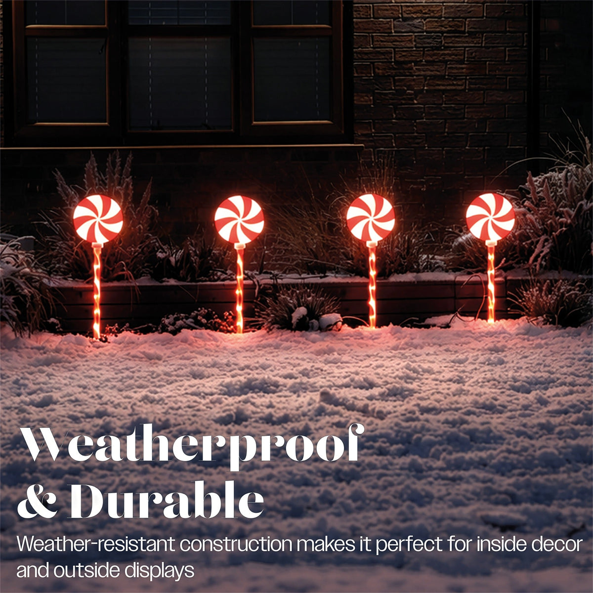 Xmas Haus LED Candy Cane Stake Light Decoration Battery Operated with Timer_Outdoor Christmas Decorations