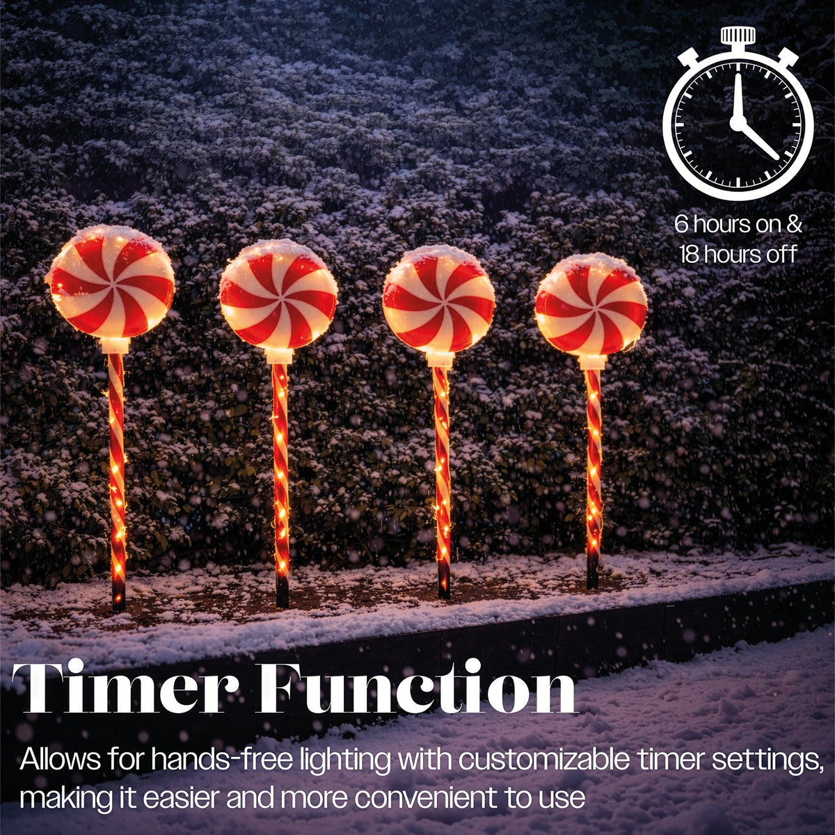 Xmas Haus LED Candy Cane Stake Light Decoration Battery Operated with Timer_Outdoor Christmas Decorations