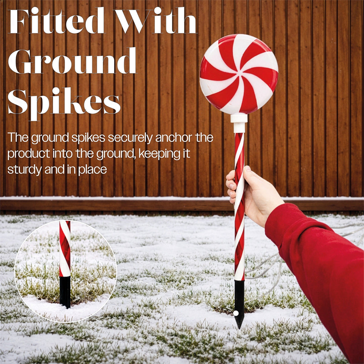 Xmas Haus LED Candy Cane Stake Light Decoration Battery Operated with Timer_Outdoor Christmas Decorations