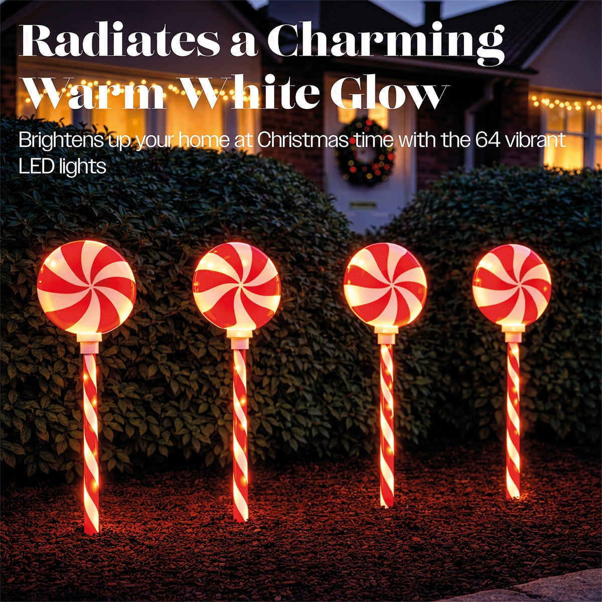 Xmas Haus LED Candy Cane Stake Light Decoration Battery Operated with Timer_Outdoor Christmas Decorations