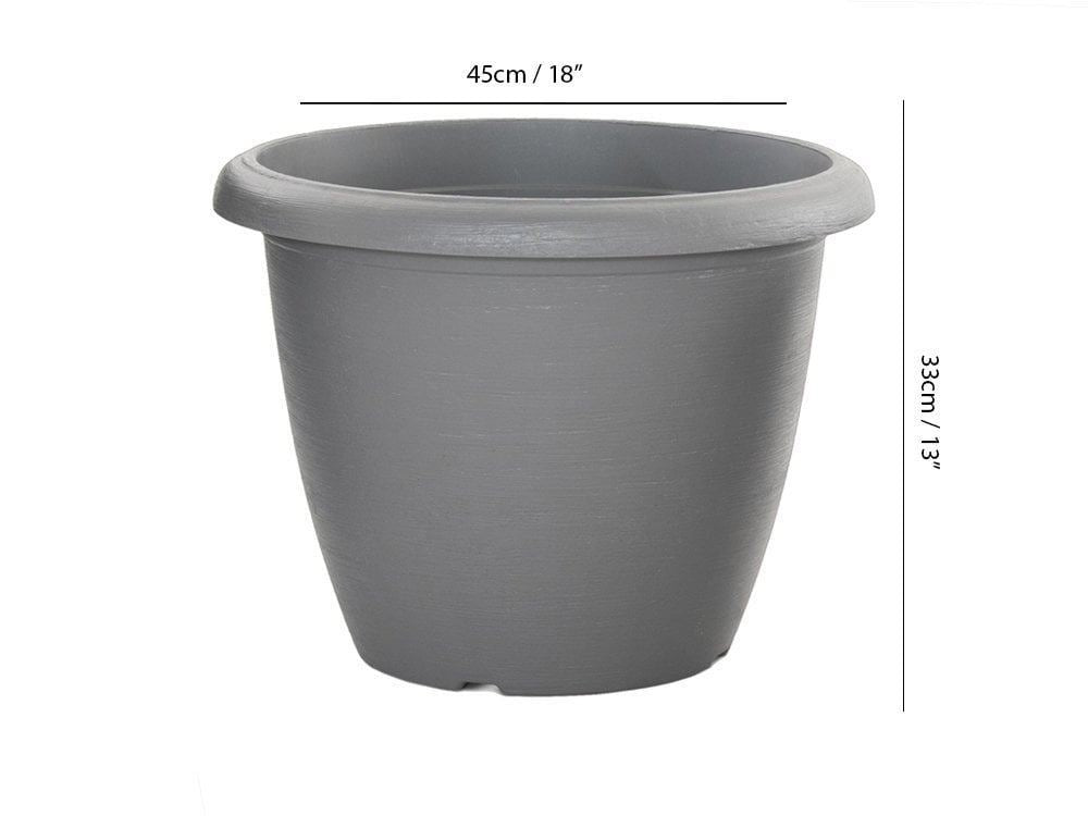Eco Flower Pot in Grey | Indoor Outdoor Recyclable Plastic Planter_Flower Pots