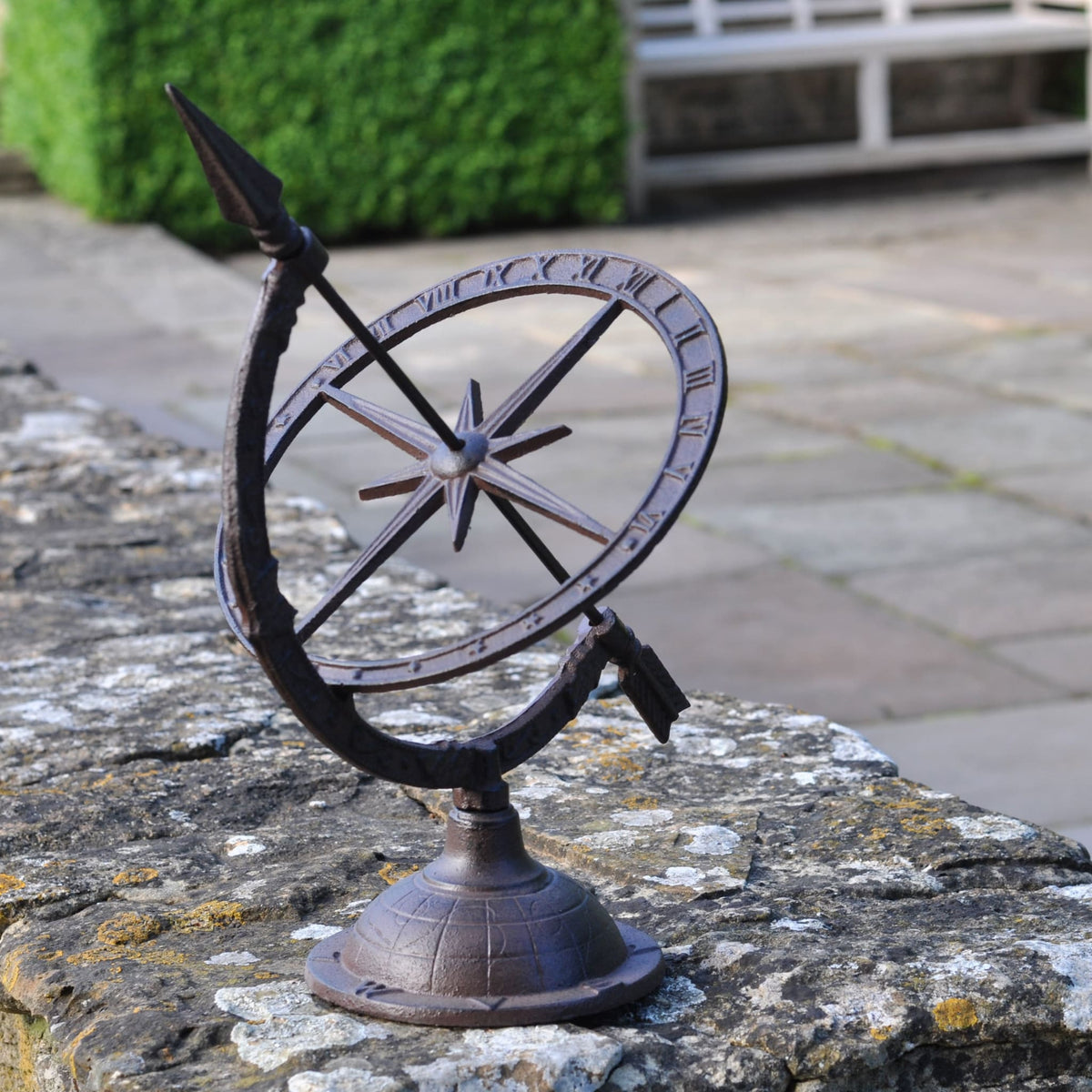 Large Cast Iron Sundial – Equatorial Sundial Design_Weather Range